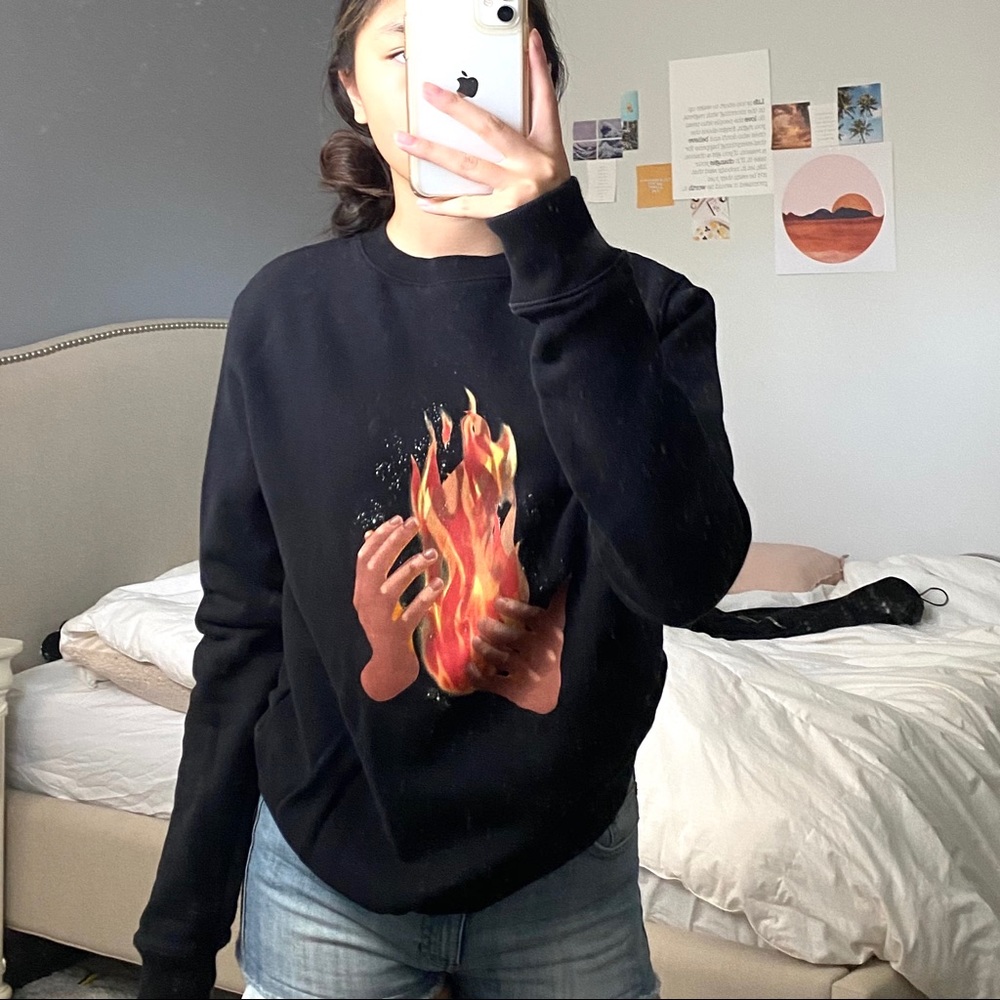 Off-White Diag Fire Hands Cotton Sweatshirt
